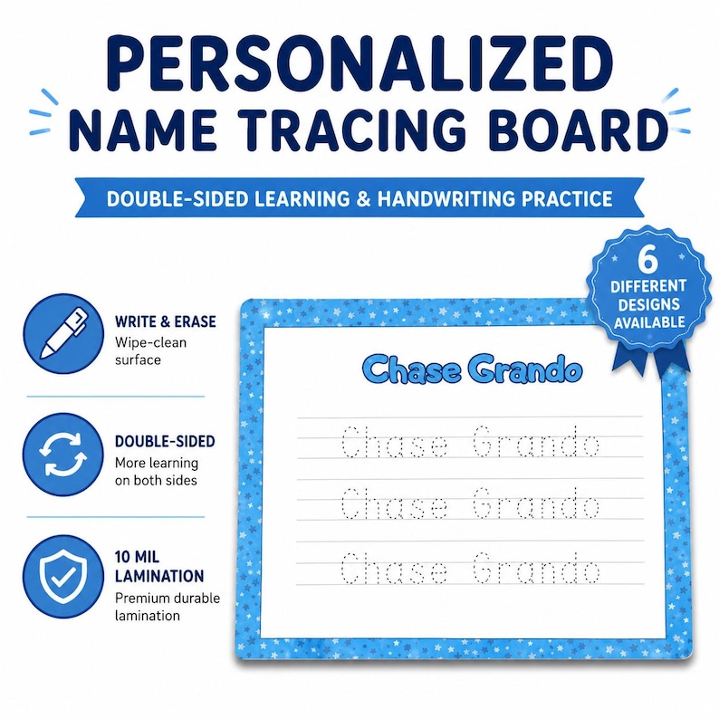 Personalized reusable name tracing board